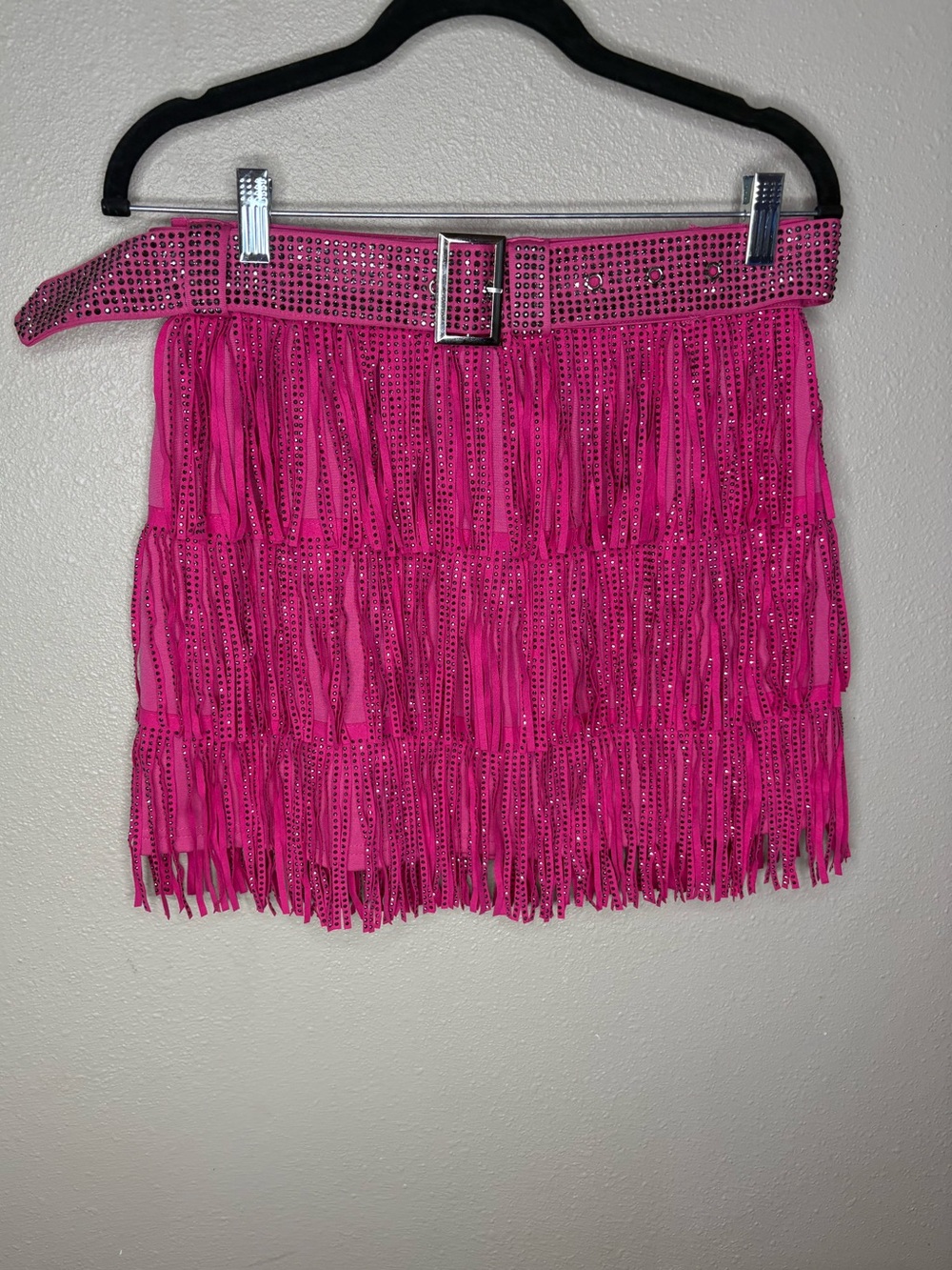 Cowgirl Pink Rhinestone Tassel Skirt-NEW-Large